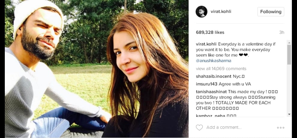 virat kohli message to anushka sharma a day after valentines day is adorable in every way