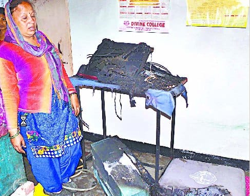 Fire caused by a short circuit