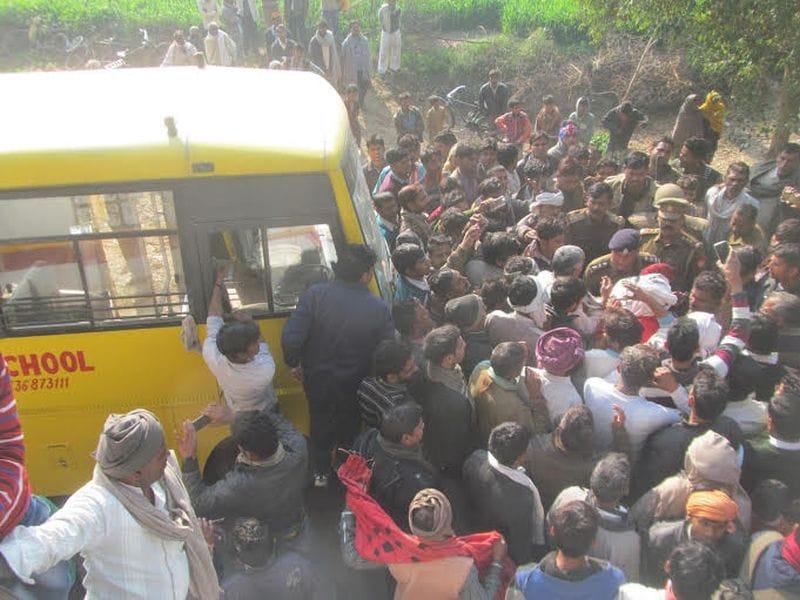one man dead in accident between car and bus