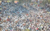 people protest, secretriate, 200 tracter, boy murder issu, kaithal
