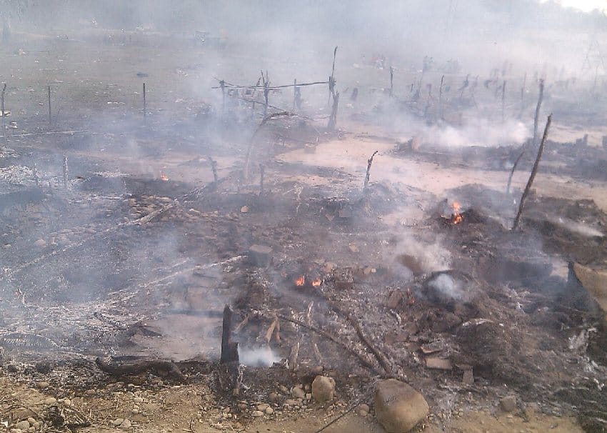 A fire burned in shed baggage