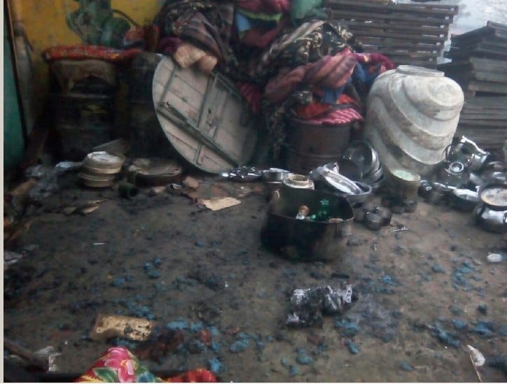 In a fire caused by candles Tents store gutted
