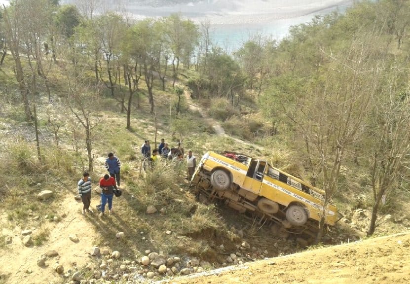 School Bus Falls into Gorge at Sundernagar, Himachal.