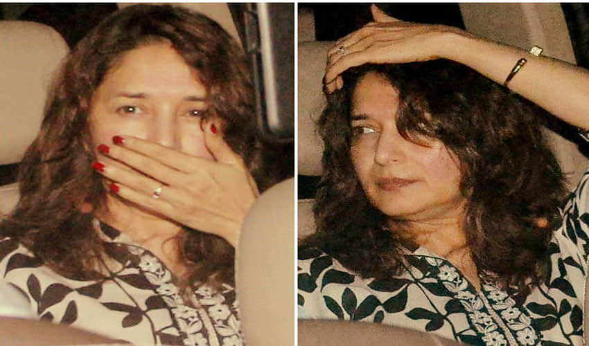 madhuri dixit spotted with her husband and without makeup