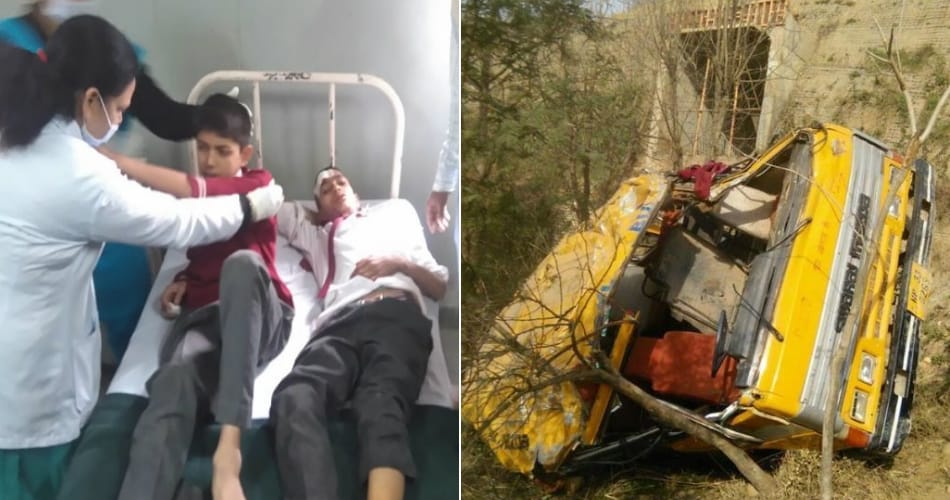 school bus fell down into gorge at sundernagar of himachal pradesh, many childrens injured