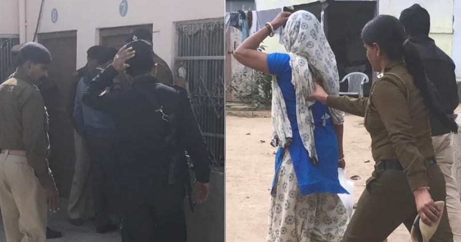 The dealer and the woman holding the celebrations caught
