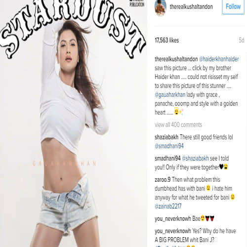 stardust magazine give notice to gauhar khan