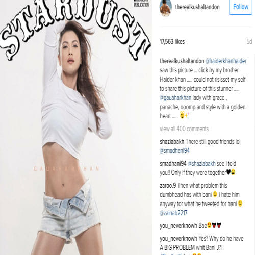 stardust magazine give notice to gauhar khan