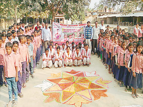 Rangoli making children aware