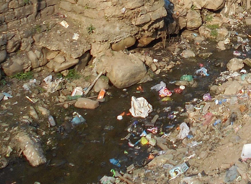 As soon as it becomes dirty urban sewer Bhagirathi