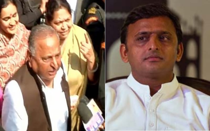 sadhna yadav casts vote with mulayam singh