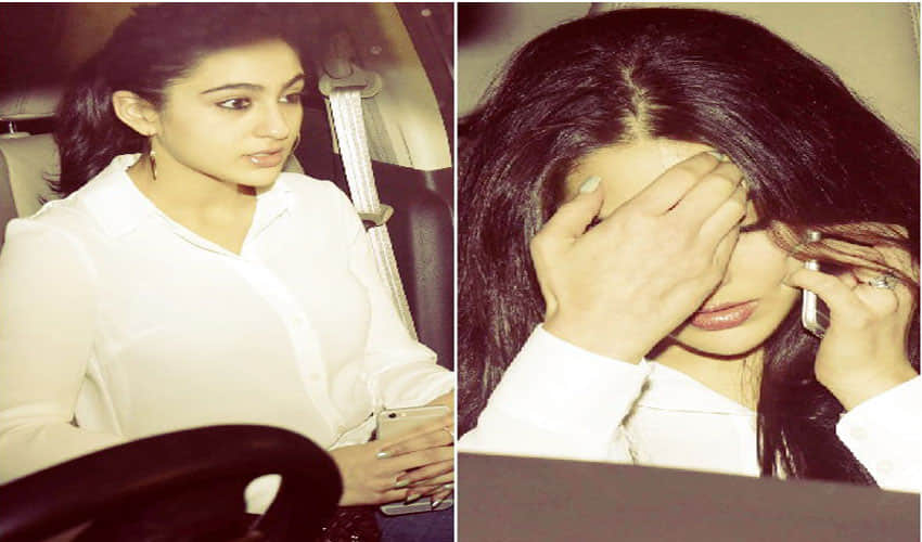 sara ali khan spotted hiding her face by hand