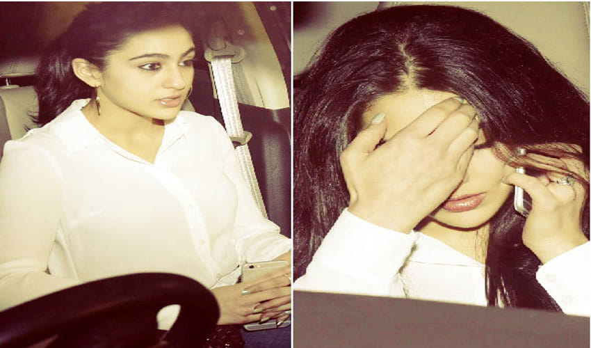 sara ali khan spotted hiding her face by hand