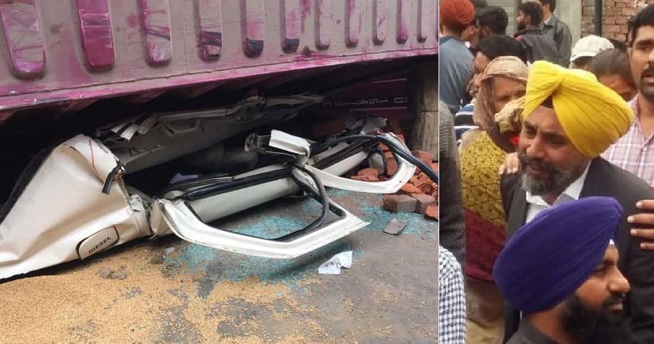 tipper full of wheat fell upon the car and car crashed horribly, 18 years old girl killed