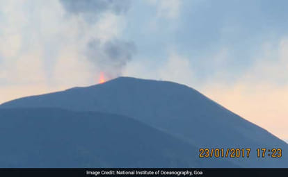 india's only volcano activ again, spewing smoke and lava