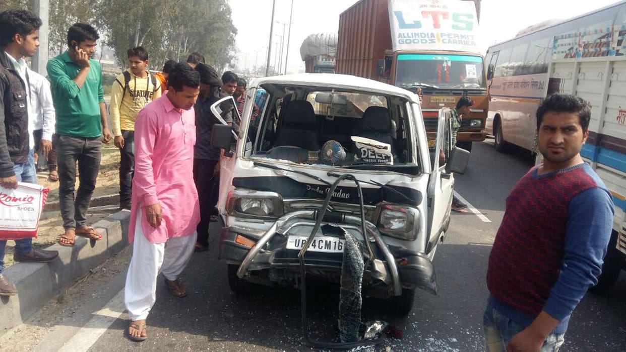 Roadways bus collided with the van, five injured.