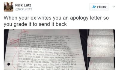 learn to tore ex-girlfriend's letter