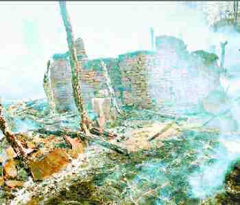 four houses burned to the fire