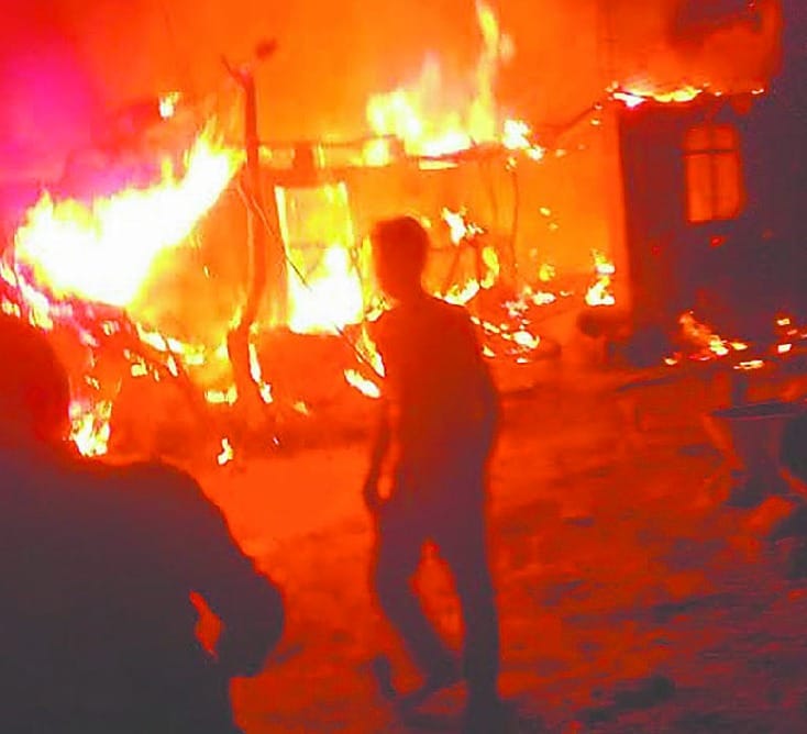 Zilla panchayat member house fire ashes