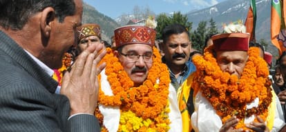 prem kumar dhumal on a visit to kullu