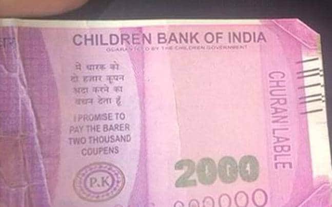 Rs 2000 notes from Children Bank of India SBI ATM dispensing fake cash