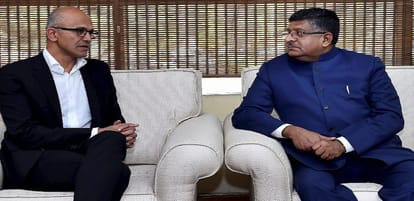 Satya Nadella meets PM Modi, IT minister