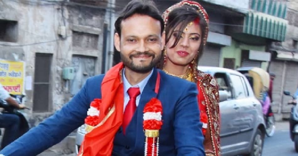 unique marriage on bullet, groom vickey bagga give big surprise to bride hina