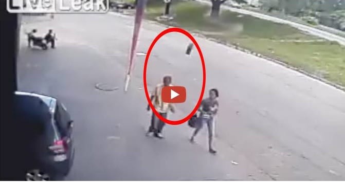 Man in Brazil knocked unconscious by a flying tire