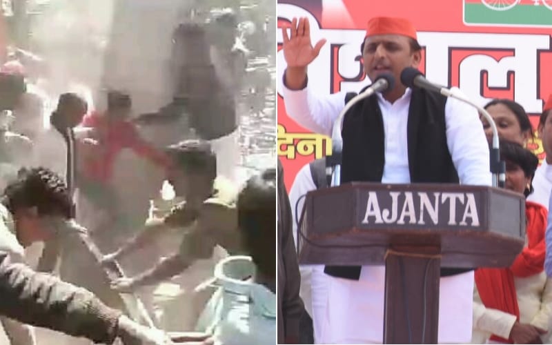 rout in akhilesh yadav faizabad rally