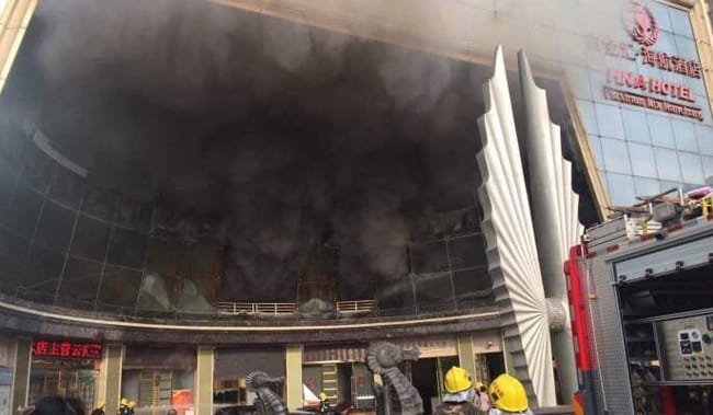 A major fire at a multi-storey luxury hotel in east China's Jiangxi Province