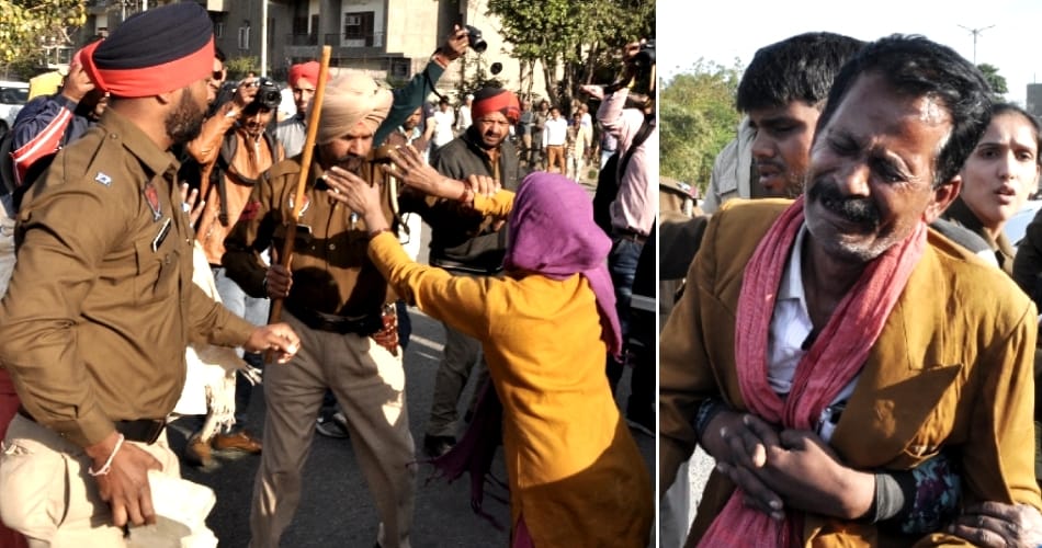 peoples protest in Ludhiana, police Lathicharge on them