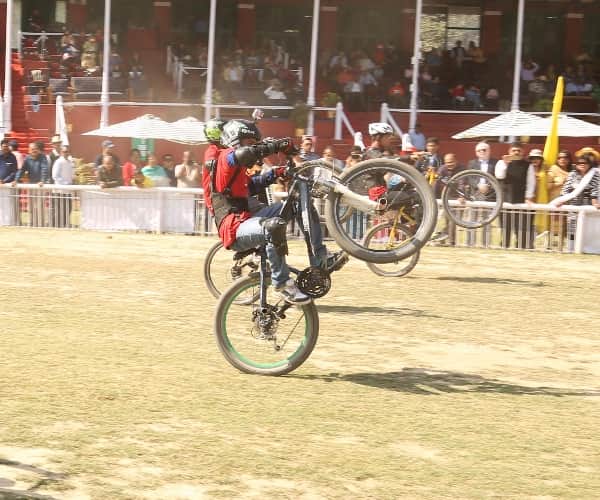 cycle stunts in race course in Lucknow.