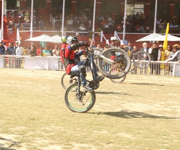 cycle stunts in race course in Lucknow.