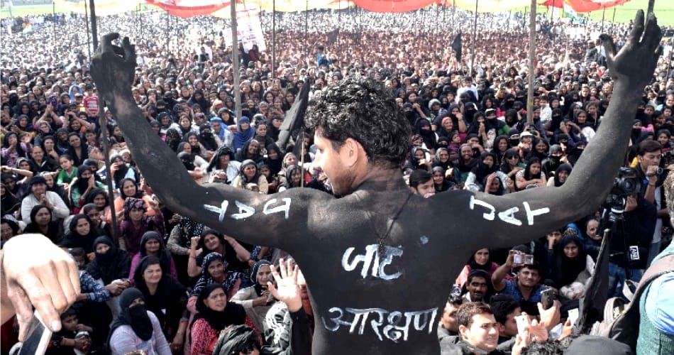 jat agitators celebration black day and sitting on protest place in black dresses