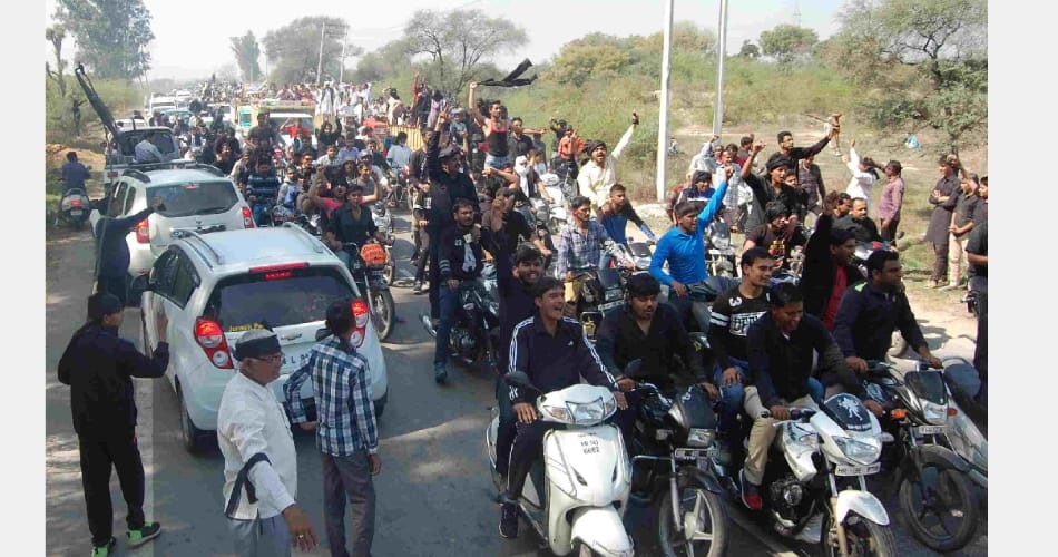 jat agitators celebration black day and sitting on protest place in black dresses