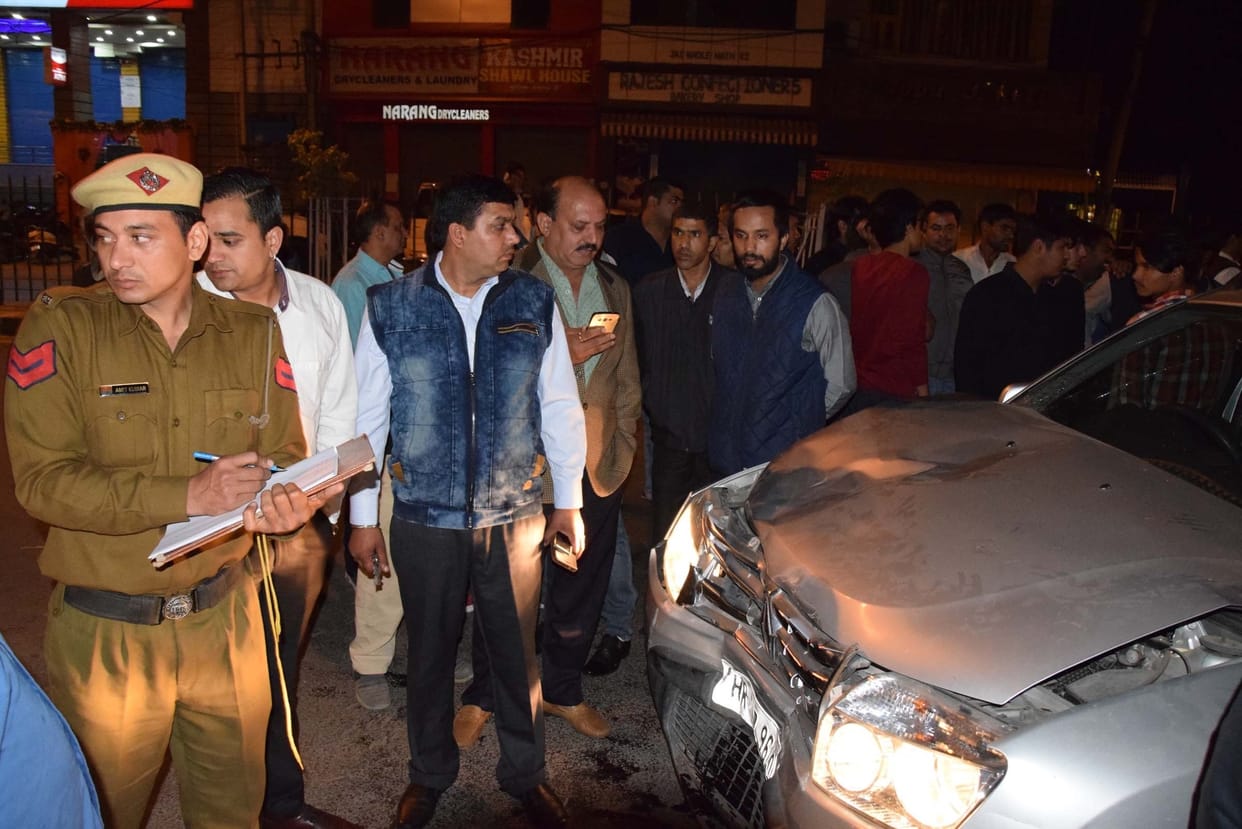 accident, rohtak, haryana, congress leader, two injured