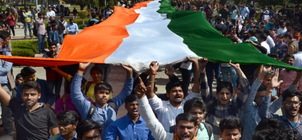 DUSU 180 feet long tricolor circled the campus