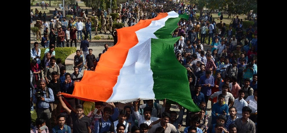 DUSU 180 feet long tricolor circled the campus
