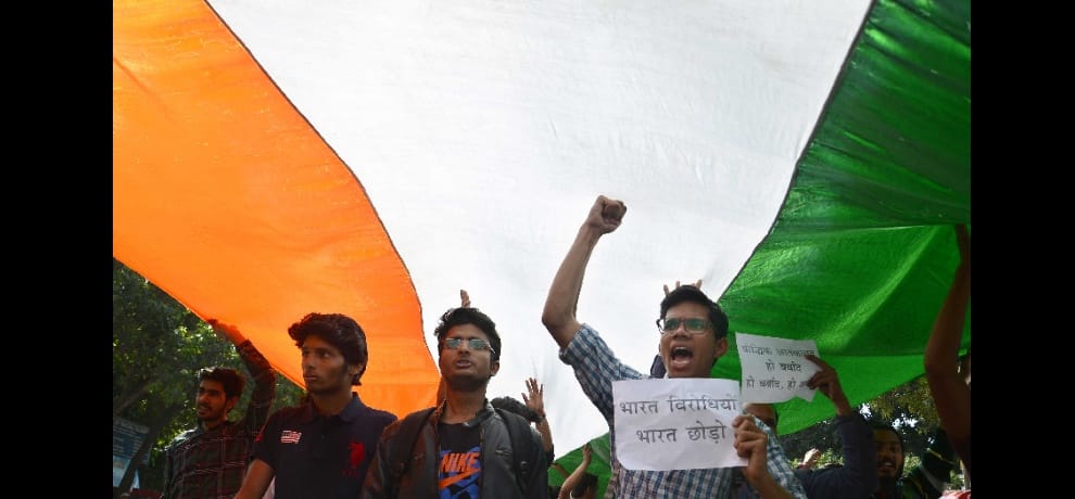 DUSU 180 feet long tricolor circled the campus