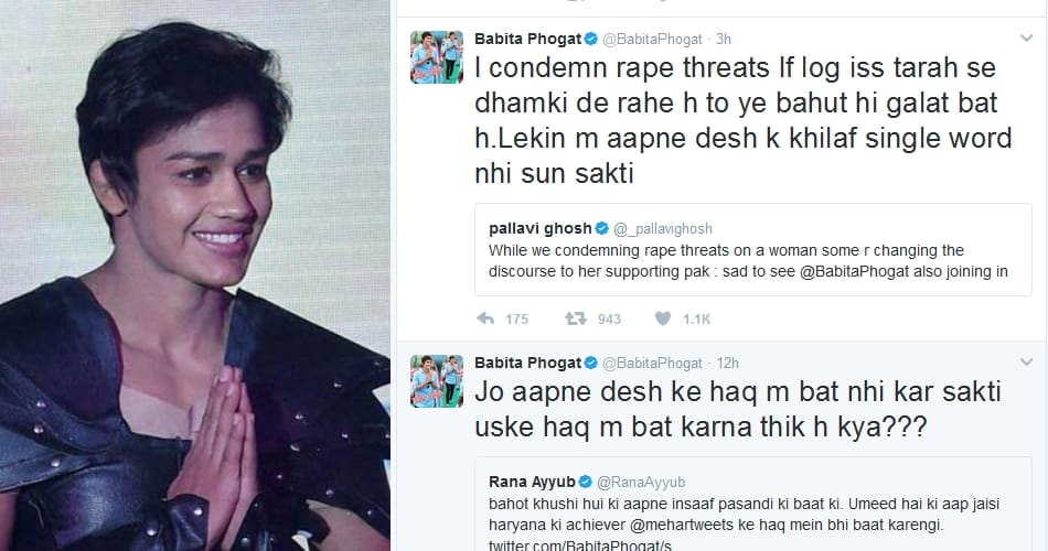 dangal on twitter over kargil martyr captain daughter gumehar kaur debate, babita kumari speaks