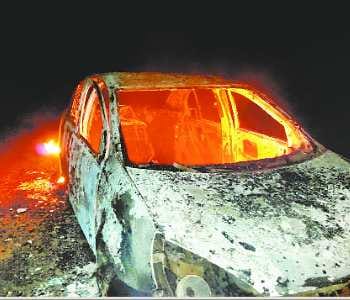 Suddenly fire flames have burnt car