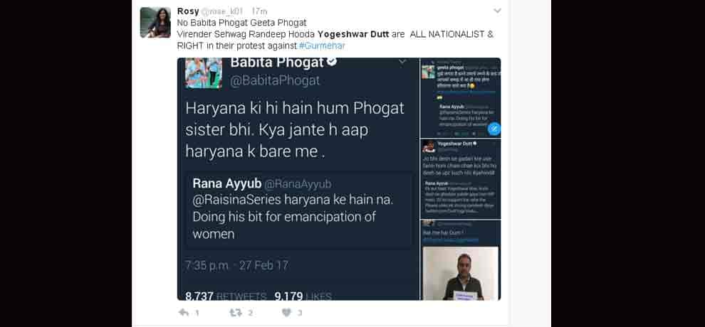 Olympian wrestler yogeshwar dutt compares gurmehar kaur with adolf hitler and osama bin laden