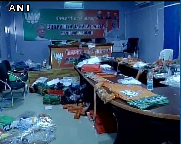 attacked in BJP office imphal, alleges Congress involvement