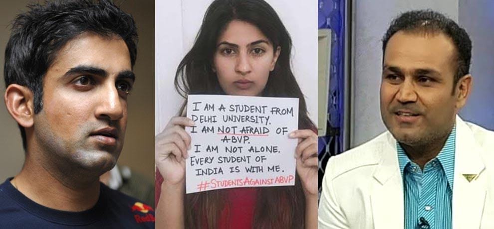 virendra Sehwag said Embed in my opinion, any consent is irrelevant gurmehar dispute
