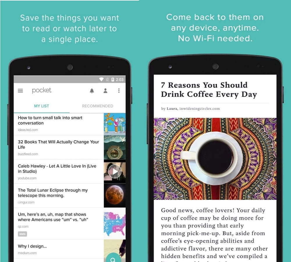 read article in Mozilla Pocket offline