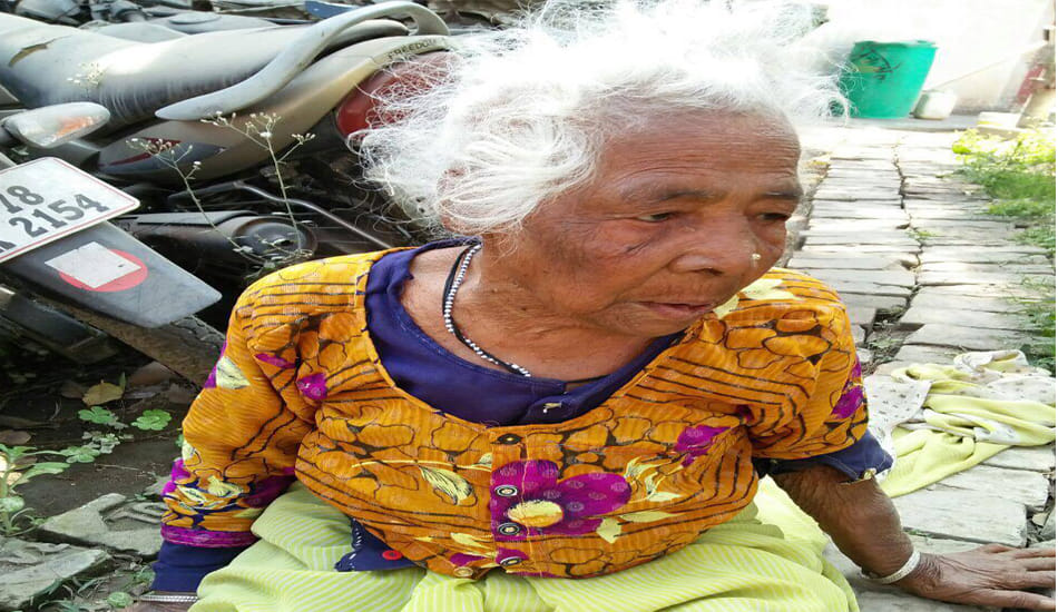 80 years old mother beaten by her son