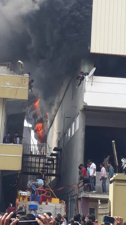 Vishwakarma Industrial area Poddar sandal factory in a raging fire
