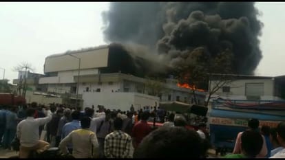 Vishwakarma Industrial area Poddar sandal factory in a raging fire