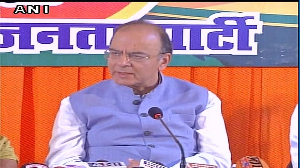  Finance Minister arun jaitly press conference in Varanasi