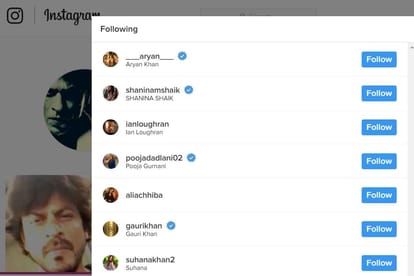 Shahrukh not following anyone from bollywood on Instagram